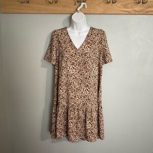 A New Day v-Neck Leopard Print Flowy Dress- Small